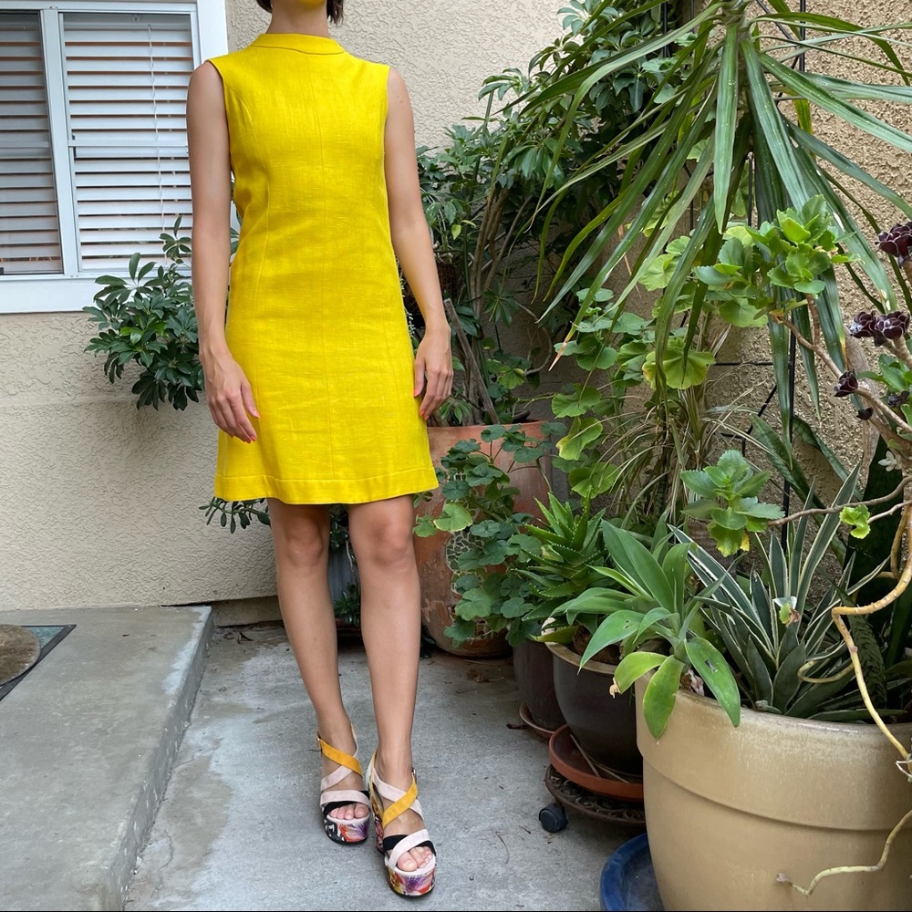 Vintage new 70’s yellow Mam’Selle by Betty Carol wool/linen dress with coat